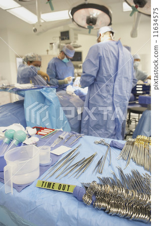 Tray with surgical equipment in operating room 11634575