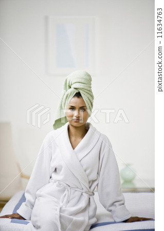 Indian woman in bathrobe Indian woman in bathrobe 11634763