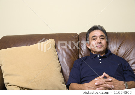 Portrait of senior man sitting on couch 11634803