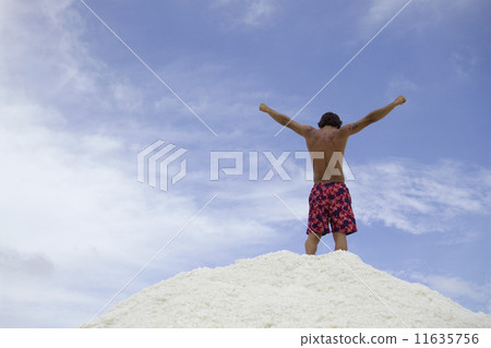 Hispanic man with arms raised Hispanic man with arms raised 11635756