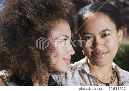 Close up of African woman smiling at sister 11635812