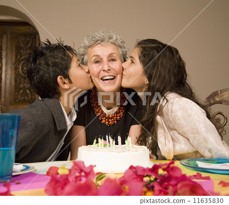 Senior woman celebrating birthday with grandchildren Senior woman celebrating birthday with grandchildren 11635830