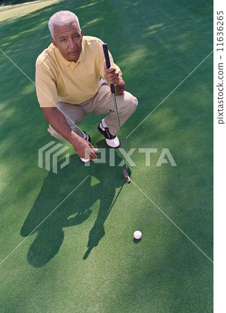Senior African American man on golf course 11636265