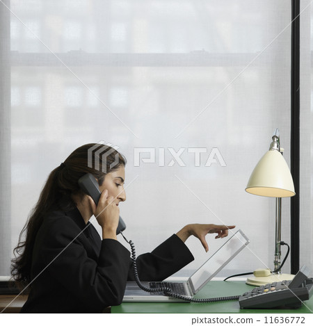 Indian businesswoman talking on telephone Indian businesswoman talking on telephone 11636772