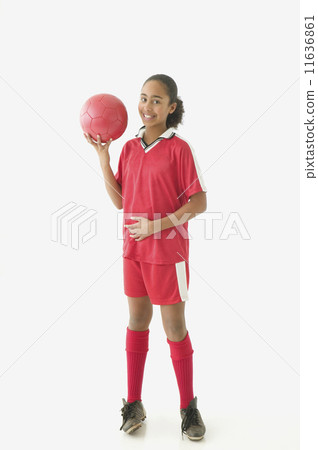 Portrait of girl with soccer ball Portrait of girl with soccer ball 11636861