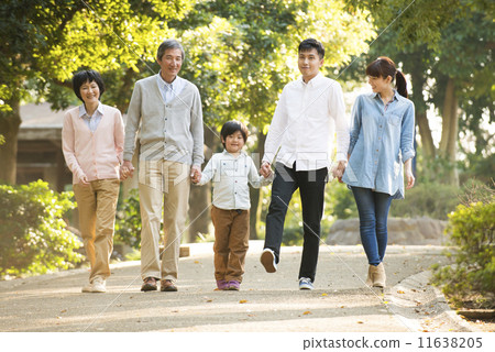 三代家庭在公園散步 11638205