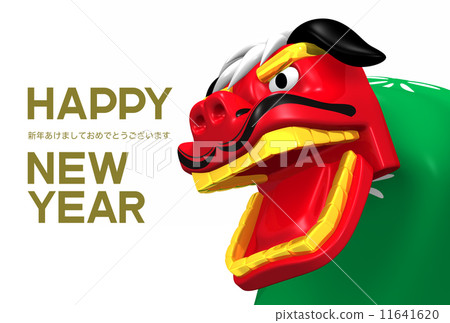 lion dance, new year's card, blank 11641620