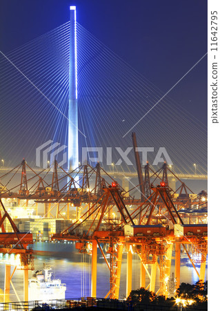 Port warehouse with containers and industrial cargoes 11642795