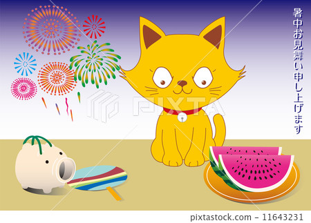 Fireworks, cats and hot summer ceremonies of summer festival Fireworks, cats and hot summer ceremonies of summer festival 11643231