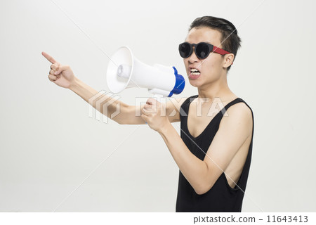 Funky man with loud speaker 11643413