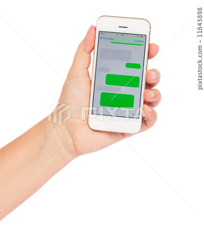 hand holding smartphone with sms clouds 11643898