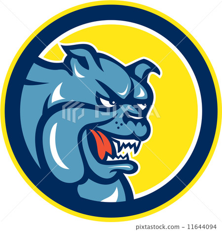 Angry Bulldog Mongrel Head Circle Cartoon 11644094