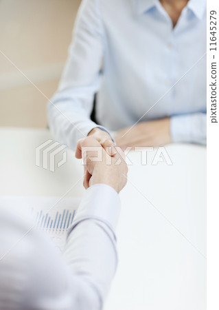 businesswoman and businessman shaking hands 11645279