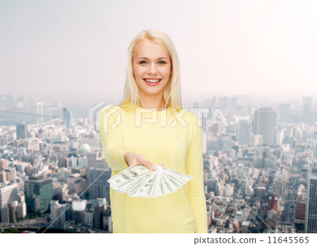 smiling girl with dollar cash money smiling girl with dollar cash money 11645565