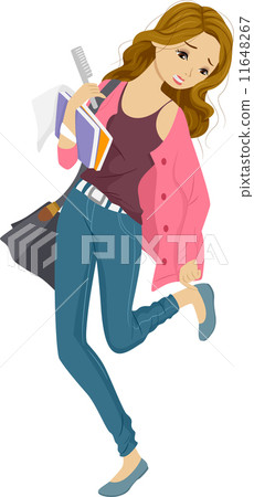 School Rush Girl - Stock Illustration [11648267] - PIXTA