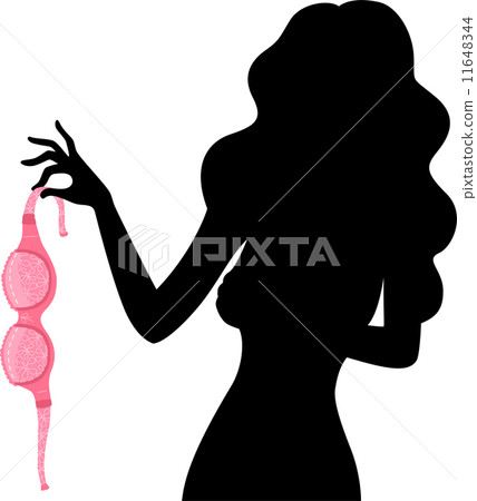 Royalty Free Clipart Image of a Silhouette in a Pink Bra #348195