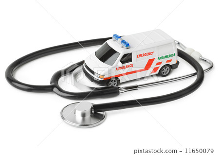 Stethoscope and toy ambulance car 11650079