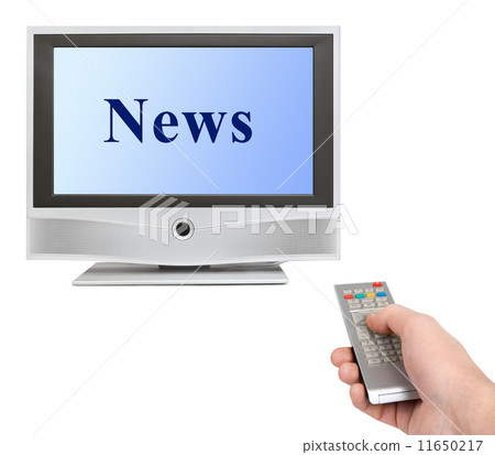Hand with remote control and tv News 11650217