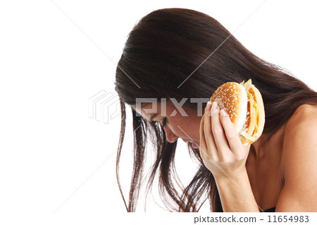 woman eat burger woman eat burger 11654983