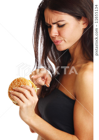 woman eat burger 11655134