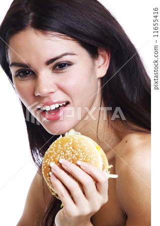 woman eat burger 11655416