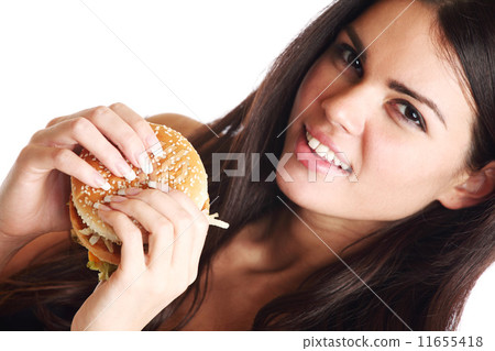 woman eat burger 11655418