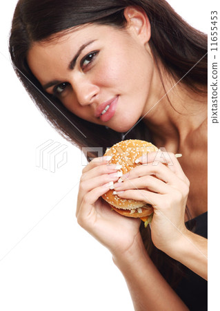 woman eat burger 11655453