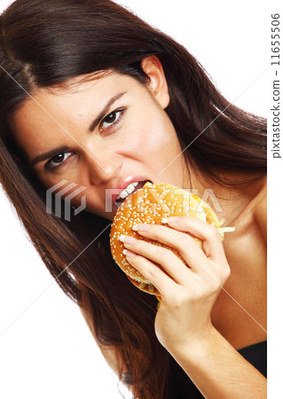 woman eat burger 11655506