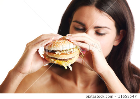 woman eat burger 11655547