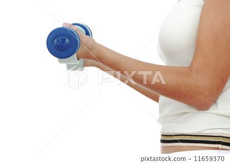 dumbbells in woman hands 11659370