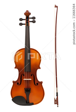 violin with fiddlestick isolated on white background 11666364
