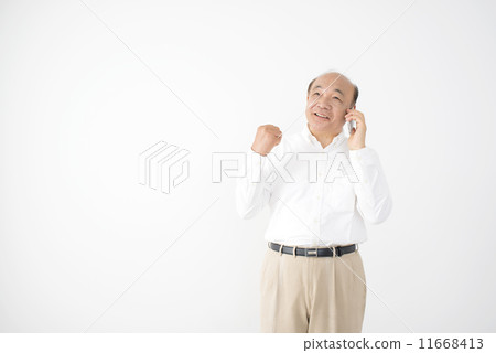 Mature older men smartphone guts pose 11668413
