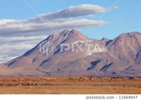 Afternoon soft sunny-lit South American Andes Mountains and Atacama Desert 11669947