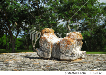 Two statues of Uxmal ruins in Mexico Statue of Jaguar Two statues of Uxmal ruins in Mexico Statue of Jaguar 11670323