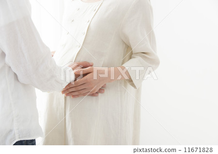 Husband and wife love to touch the belly of pregnant women Husband and wife love to touch the belly of pregnant women 11671828