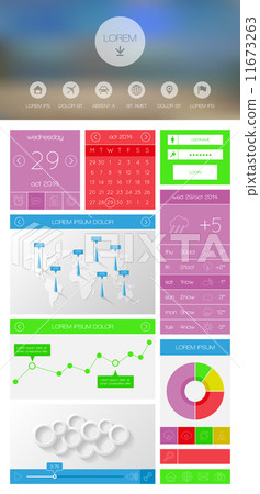Flat UI kit for web and mobile design. Vector... - Stock Illustration ...