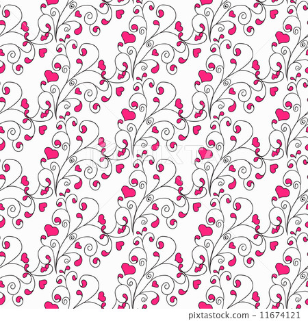 Hearts and swirls on a light background. seamless background Hearts and swirls on a light background. seamless background 11674121