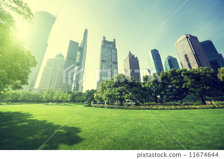 park in  lujiazui financial center, Shanghai, China 11674644