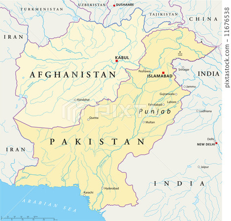 Afghanistan and Pakistan Political Map 11676538