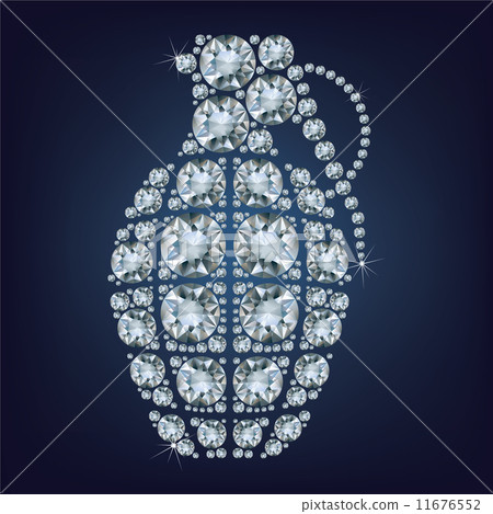 Hand grenade made up a lot of diamonds on the black background Hand grenade made up a lot of diamonds on the black background 11676552