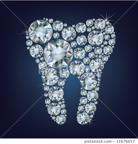 illustration of tooth made up a lot of diamonds on the black background  11676657