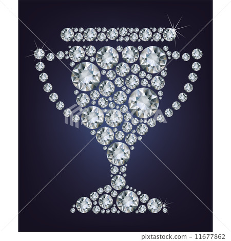 Trophy cup made up a lot of diamonds on the black background Trophy cup made up a lot of diamonds on the black background 11677862