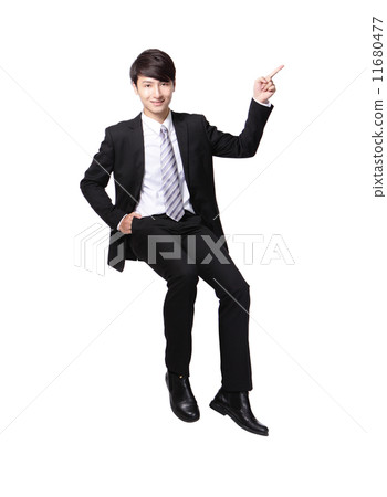 business man sitting on some thing and show copy space business man sitting on some thing and show copy space 11680477