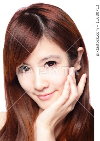 beautiful woman with clean skin and long hairs 11680713