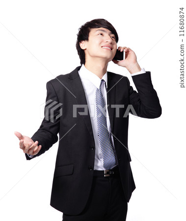 happy business man using mobile phone happy business man using mobile phone 11680874