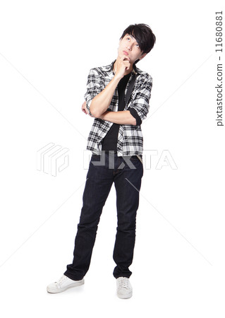 Casual young man thinking Casual young man thinking 11680881