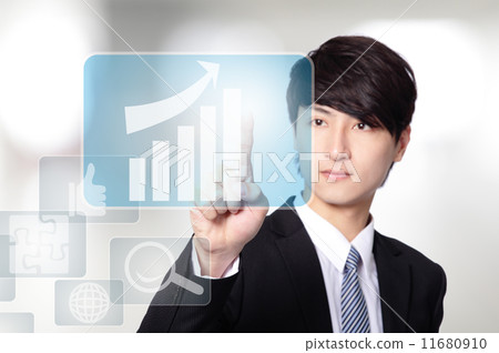 Business man touch all kinds of icon Business man touch all kinds of icon 11680910