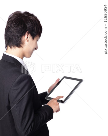 business man using touch pad business man using touch pad 11680954
