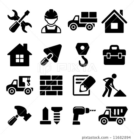 Construction Icons Set on White Background. Vector Construction Icons Set on White Background. Vector 11682894