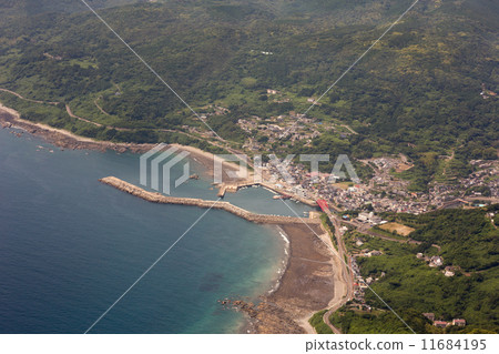 Aerial view of Kamiura port near Nagasaki prefecture 11684195